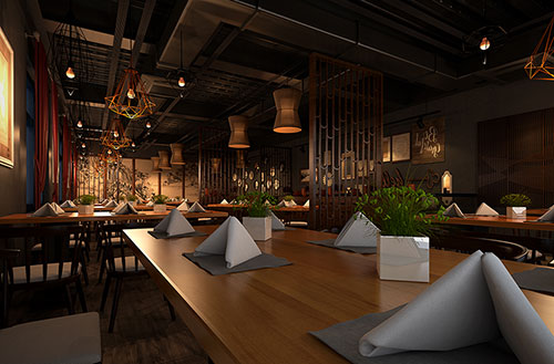 沧州简约大气中式风格餐厅设计装修效果图