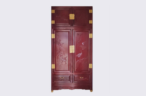 沧州高端中式家居装修深红色纯实木衣柜