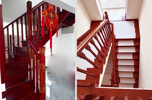 沧州自建别墅中式实木楼梯全屋定制设计效果图
